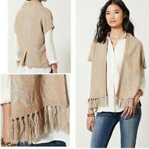 Anthropologie Angel Of The North Fringe Cardigan Vest Size Medium Cozy Bohemian